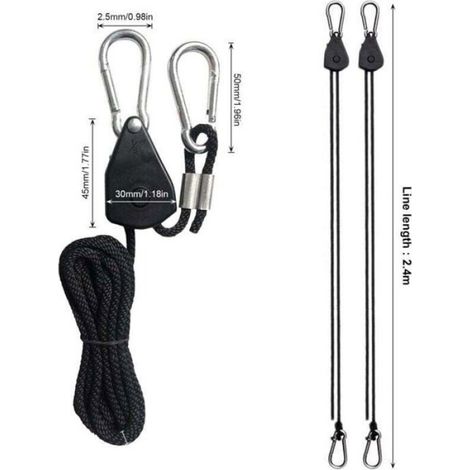 Tendeur Cliquet, 4 Pièces, Cordes Réglables avec Crochets, Voile Ombrage, Corde Sangle pour Plantes (1/4)