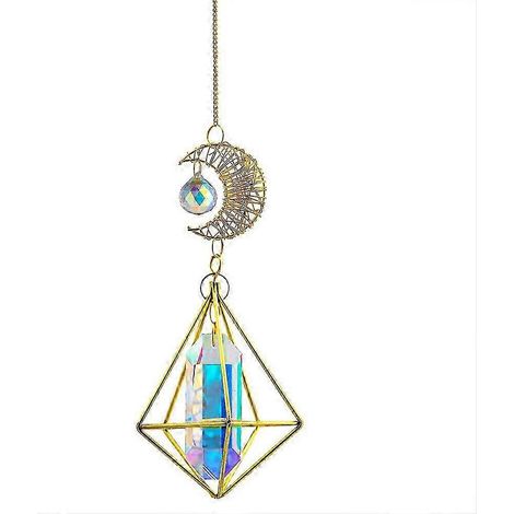 Attrape-soleil de guérison spirituelle, décoration bohème de jardin, cristaux énergétiques, créateur d'arc-en-ciel pour décoration intérieure et extérieure, attrape-soleil lune et soleil en cristal (1/5)