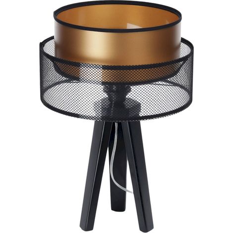 Lampe à poser design noir cuivre effet lumineux élégant - Noir maille avec intérieur cuivre (1/5)
