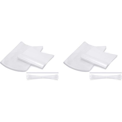200 pièces Poultry Shrink Wrap Sacs Trande rechangent Heat Shrink Sacs et 100 pièces Zip Ties et Clear silicone Straw (1/5)