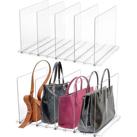 Lot de 10 séparateurs de sac à main réglables en acrylique pour sac à main, séparateur de rangement amovible pour chambre à coucher, placard, armoire, étagères