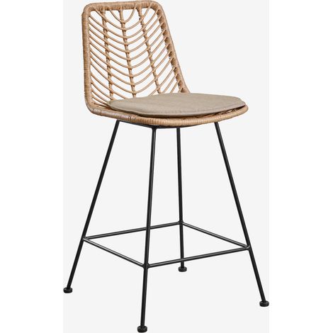 SKLUM 2er-Pack Barhocker aus synthetischem Rattan Gouda Natural Natürlich ↑65 cm                  Schwarz               