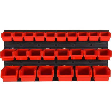 Maison Exclusive - 26-tlg Stapelboxen-Wandregal Rot & Schwarz 77x (1/5)