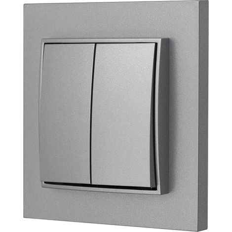 Interruptor doble con marco, Karlik Mini, color plata. (1/4)