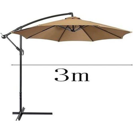 Toile Remplacement Parasol 3m pour 8 Bras Housse Anti-UV Terrasse Jardin Piscine Label TOILE DE RECHANGE POUR PARASOL (1/4)