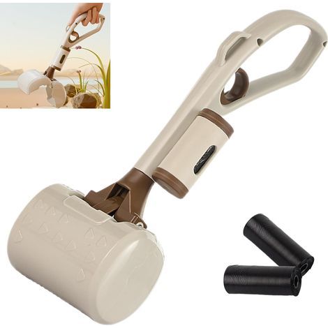 Ramasse A Crottes Chiens Pelles - Set de 3 Pièces, Pince Crotte Chien Ramasse, Peut Etre Utilisé pour Ramasser Les Excréments d'animaux Domestiques et Autres Déchets (1/5)