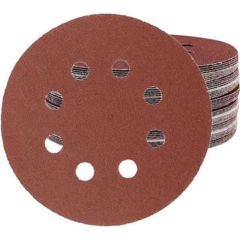 Disques abrasifs 125 mm, grain 80, paquet de 100, avec 8 trous pour ponceuse orbitale (1/5)