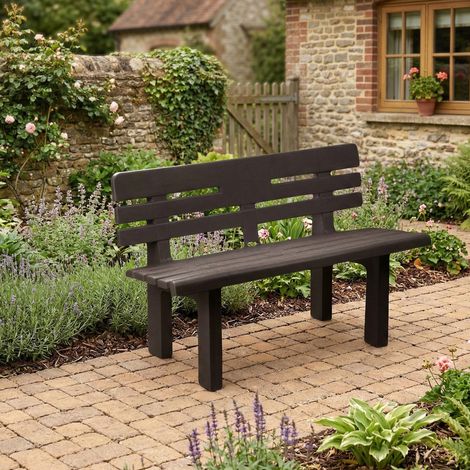 Panchina da esterno Marinella, Panca monoblocco da giardino, Panchina outdoor, 100% Made in Italy, 110x52h71 cm, Antracite