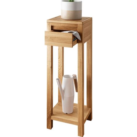 Beistelltisch B/H/T ca. 30/90/30 cm modern in Eiche massiv geölt mit Hirnholz KIMBERLEY-69 (1/5)