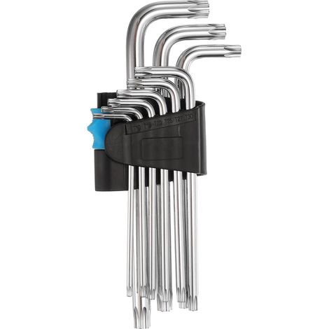 9pcs Set of Torx Anti-Tamper T10/T15/T20/T25/T27/T30/T40/T45/T50 Steel S2 L-Shaped Long Arm Hexagonal Star 6 Tips Repair Tools (1/5)