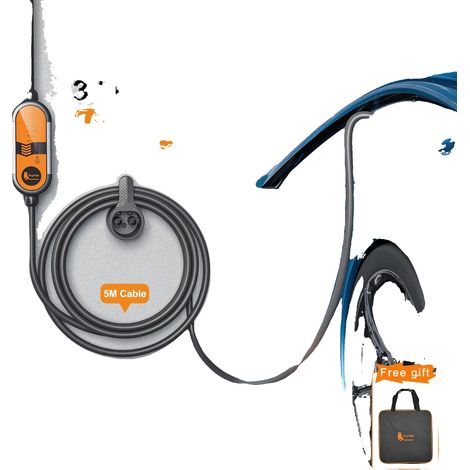 Cargador portátil para vehículos eléctricos, compatible con tipo 2, corriente de carga ajustable, tipo 2 (1/5)