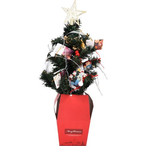 Mini-Weihnachtsbaum (50 cm) mit sanfter Beleuchtung und Hängeschmuck zum Selbergestalten (1/5)