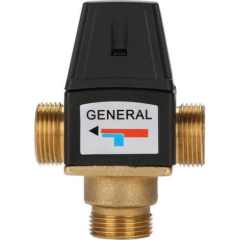 1 mitigeur thermostatique, laiton, filetage mâle g, dn20, 3 voies, pour chauffe-eau solaire et chauffage au sol (1/5)