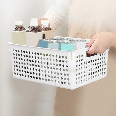 Cesto portabiancheria in plastica bianca con manico – Contenitore multiuso per vestiti, giocattoli, attrezzatura sportiva Resistente e leggero Compatibile con la casa (1/5)