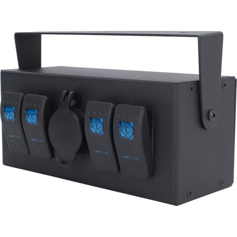 Panneau de commutateurs à bascule 4 gangs DC 12-24V avec voyants lumineux, port de charge, pour bateaux, yachts, camping-cars et bus (1/5)