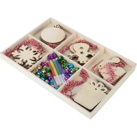 Pendentif sapin de Noël en bois, style unique, facile à utiliser, ajoute une ambiance festive. Décorations de Noël en bois brut. (1/5)