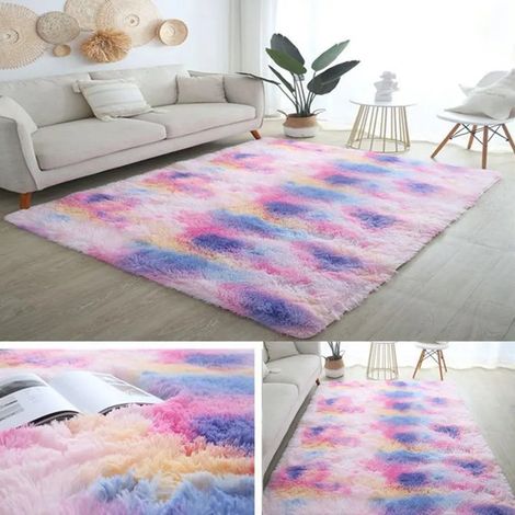 Tapis coloré 40 x 120 cm pour salon et chambre — Tapis Tie-Dye aux tons doux, moelleux et éclatants, idéal pour la décoration intérieure. (1/5)