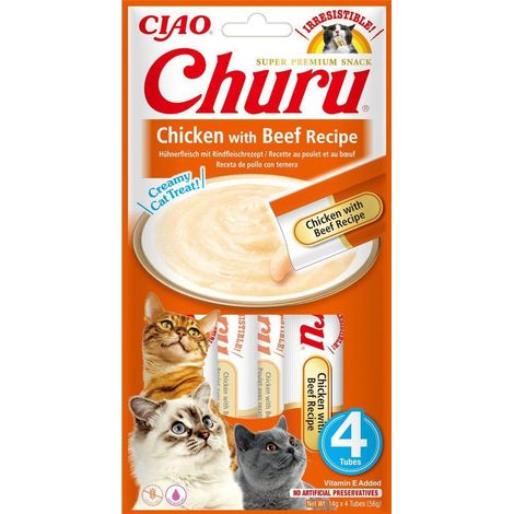 Inaba Churu : friandise pour chat au poulet et au bœuf, 4 sachets de 14 g (1/5)