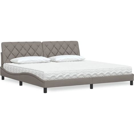 Bett mit Matratze Taupe 200x200 cm Stoff (1/5)