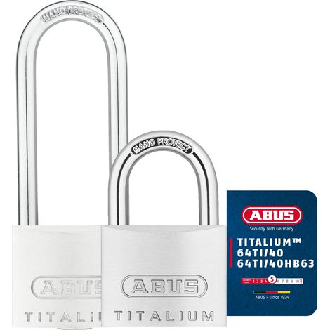 Titalium 64TI/40 + HB63 - Jeu de 3, même combinaison - Cadenas de cave avec corps de serrure en aluminium spécial - anse en acier trempé (1/5)