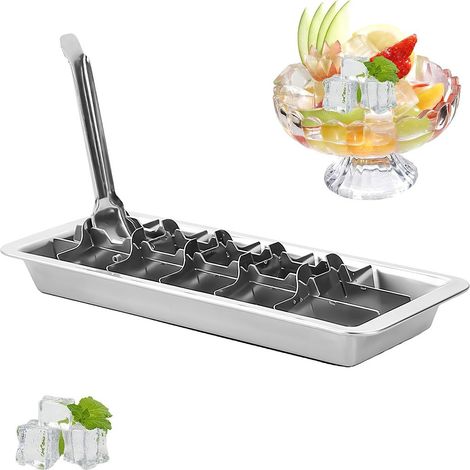 Eiswürfelform aus Edelstahl, BPA-frei, Hebelgriff zum einfachen Entnehmen der Eiswürfel, fasst bis zu 18 Eiswürfel auf einmal, perfekt für Partys und Küchen.