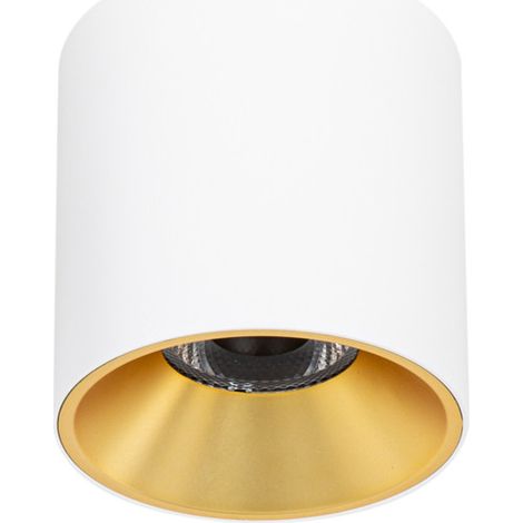 Italux Altisma Spot encastré en saillie de 9,5 cm, blanc mat, intérieur doré, blanc chaud 3000K (1/2)