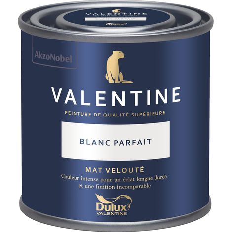 Dulux Valentine Peinture intérieure de haute qualité - Valentine - Couleur intense & pouvoir couvrant élevé - Mat Velouté Blanc Parfait 0,125 L