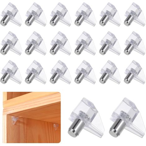 50 pezzi di perni di supporto per ripiani in plastica trasparente da 5 mm per ripiani di mobili da cucina, scaffalature, punzonatura, supporto per cruscotto, perni di bloccaggio (1/5)