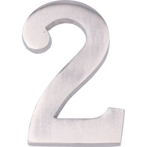 Zahl 2, Nickel matt, 10cm, unsichtbare Befestigung 85044