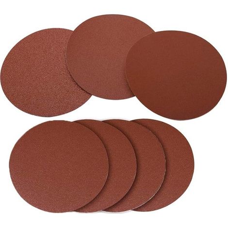Lot de 70 disques de ponçage PSA de 12,7 cm, sans trou, auto-adhésifs, en oxyde d'aluminium, grain 80/100/120/150/180/240/400 (1/5)