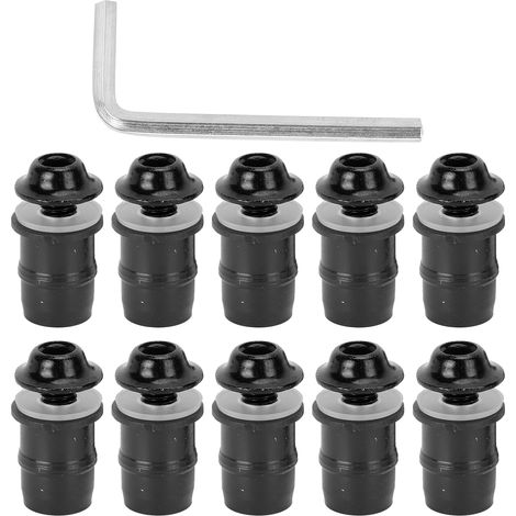 Kit de 10 vis universelles M5x16 mm (0,6 po) pour pare-brise de moto avec clé, noir