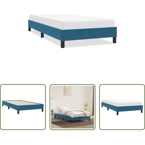 Sommeil confortable - Cadre de lit sans matelas bleu foncé 90x220 cm velours (1/5)