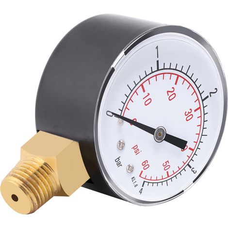 Manomètre Miniature 1 Pièce pour Carburant, Air, Huile ou Eau 0-4 bar / 0-60 psi Filetage NPT (1/5)