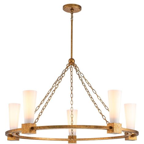 Elstead Kristy Suspension cylindrique contemporaine dorée vieillie, 5 ampoules E27
