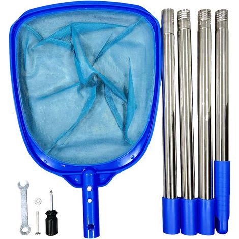 Kescher Set für Schwimmbecken Teleskopstiel & feinmaschiges Netz Für Algen, Blätter & Schmutz Für Schwimmbecken/Teiche Reinigungswerkzeug Blau 18 (1/5)