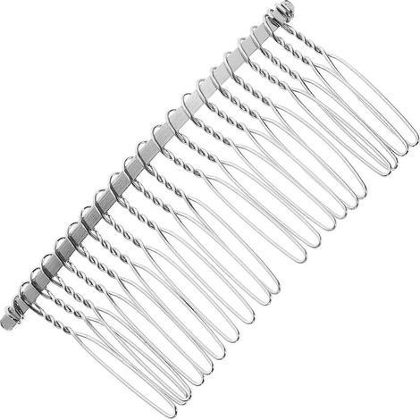 Selbstgemachter, eleganter Haarkamm aus versilbertem Metalldraht, 7,8 cm lang, 20 Zinken, für Bräute oder Brautschleier – 7,80 x 4,50 x 0,10 cm (1/4)