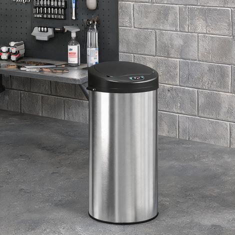 Poubelle argent en acier inoxydable 32 x 30 x 68 cm (1/5)