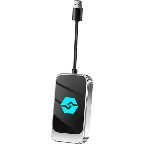 Applicable CarPlay 2 en 1 sans fil Bluetooth 5.0 Android Auto Box Dongle en forme de bouclier Plug and Play