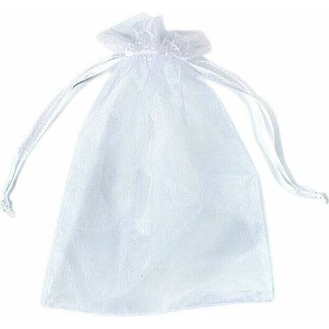 100 Pcs Petits Sacs En Filet Avec Cordon, Sacs-Cadeaux En Organza Avec Cordon De Serrage Pour La Fête De Faveur De Mariage De Noël - Blanc 7x9cm (1/3)
