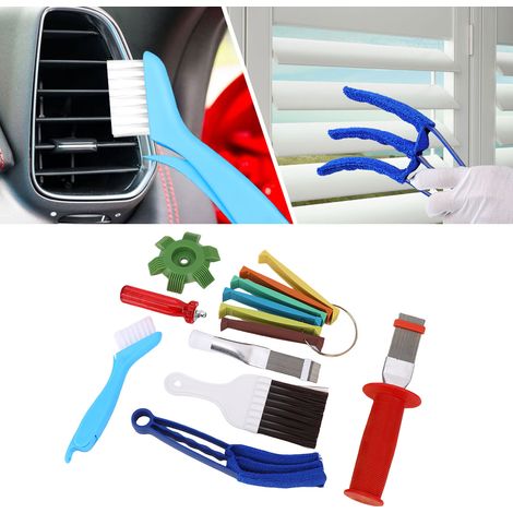 Ensemble de 7 outils de nettoyage et de dépoussiérage pour condenseur et radiateur de climatiseur, outils d'entretien des ailettes de climatiseur, outils de dépoussiérage pour systèmes de chauffage, v (1/5)