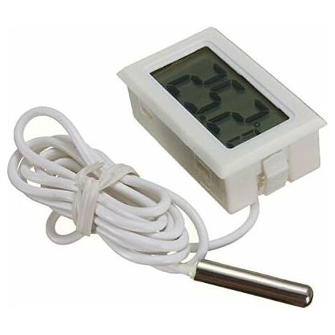 Termometro digitale LCD con sonda esterna per frigorifero, congelatore e acquario - Bianco.