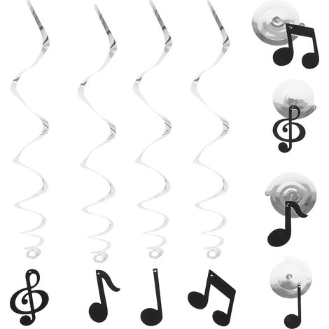 12pcs Décorations en Spirale Notes de Musique en PVC Noir, Faciles à Installer Suspendre pour Décoration Murale et Fête à Thème Musical (1/5)