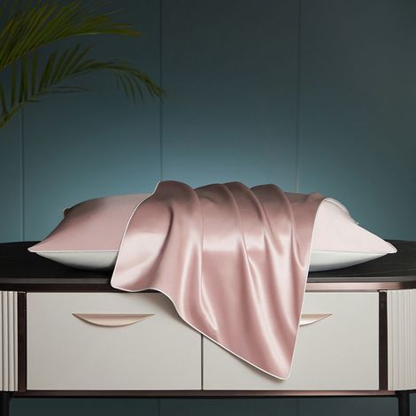 Taie Doreiller - Soie De Mûrier 100 - Coton 100 - Fermeture Éclair Dissimulée - Pour Cheveux Et Peau - 50 X 75 Cm - Rose (1/5)