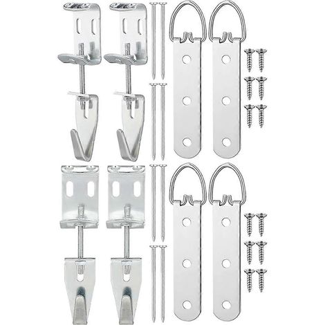 Kit de suspension pour miroir avec supports et système de nivellement, crochets en J réglables, fixations pour miroir. (1/4)