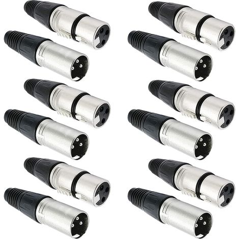 12 Pièces Connecteurs XLR 3 broches,connecteurs XLR mâle/femelle,prise de câble micro,prise audio microphone (1/5)