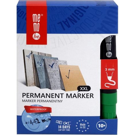 Rotulador permanente verde de 3 mm (10 unidades) MemoBe