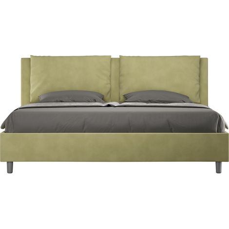 Letto Matrimoniale King size rivestito in Microfibra - ANTEA - Colore: Tè verde - Dimensione Rete: 180x190 - Tipologia Letto: Con Rete e Contenitore (1/4)