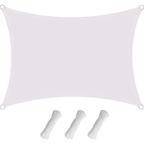 Voile d'ombrage, 2×2 M voile d'ombrage en tissu 420D imperméable et résistant aux déchirures avec œillets, protection UV,blanc