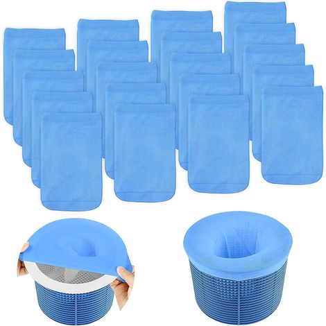 Pool Skimmer Socks, 20pcs Skimmer Socks, Pool Skimmer Socks, Pre-filter Filter Pool Skimmers Elastic Nylon for Skimmer Basket Blue (1/5)