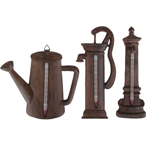 Thermomètre arrosoir en fonte - Marron - H 15 cm - Livraison gratuite